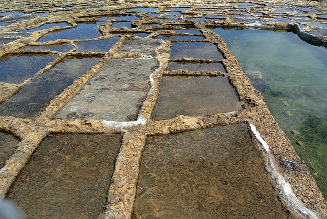 Traditional salt pans in Marsalforn Gozo Malta