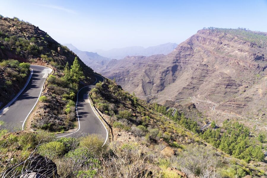 Winding road through the mountainous interior of Gran Canaria