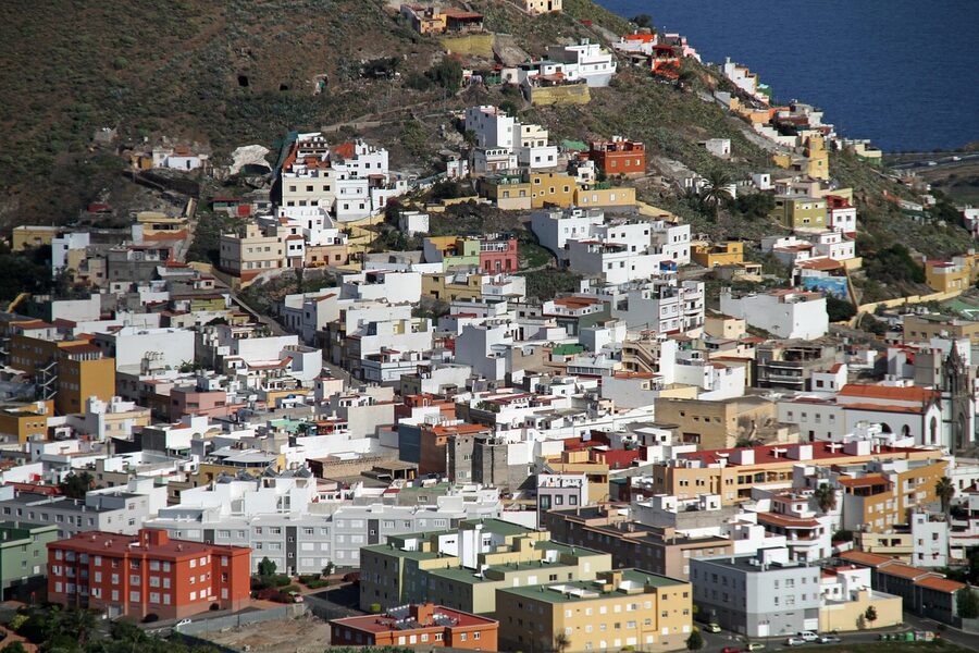 Colorful coastal town in Gran Canaria Spain