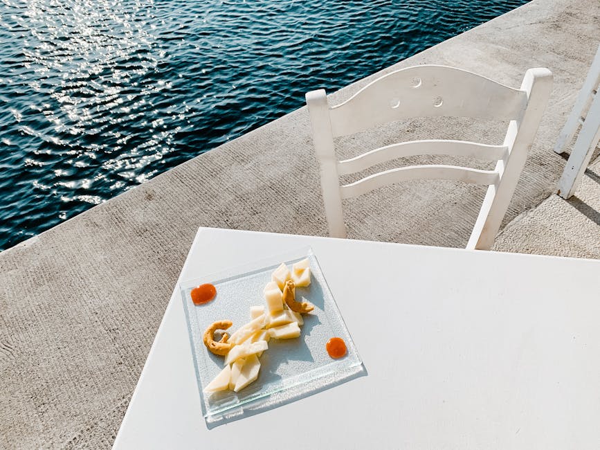 Greek snacks by seaside plate