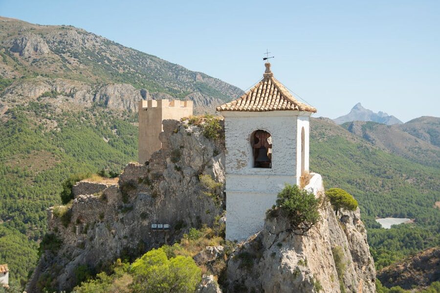 Historic Guadalest Castle perched on cliffs overlooking the valley