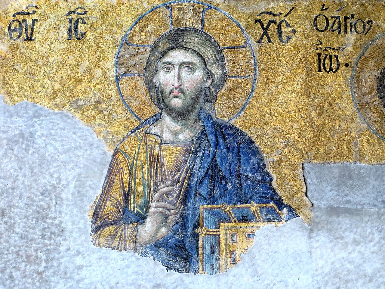 Byzantine mosaic of Christ inside the Hagia Sophia