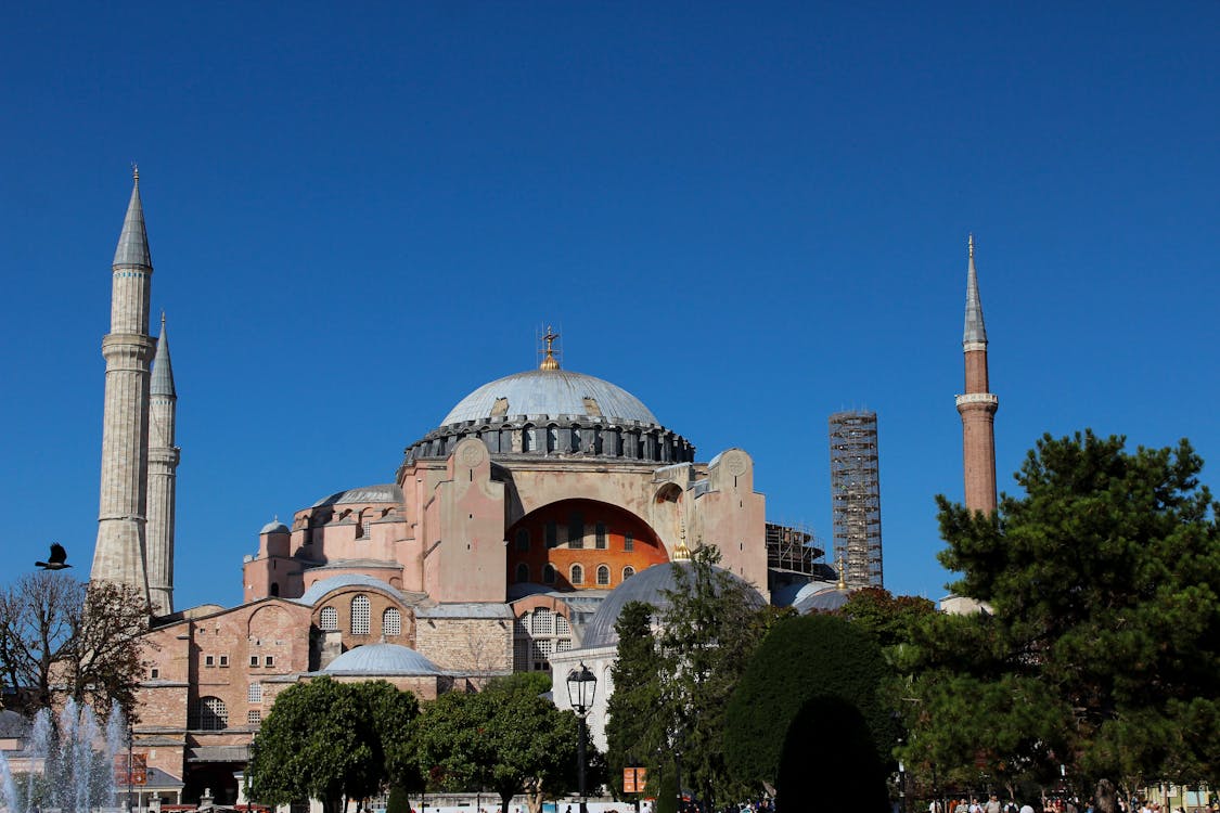 Hagia Sophia Grand Mosque with clear skies in Istanbul