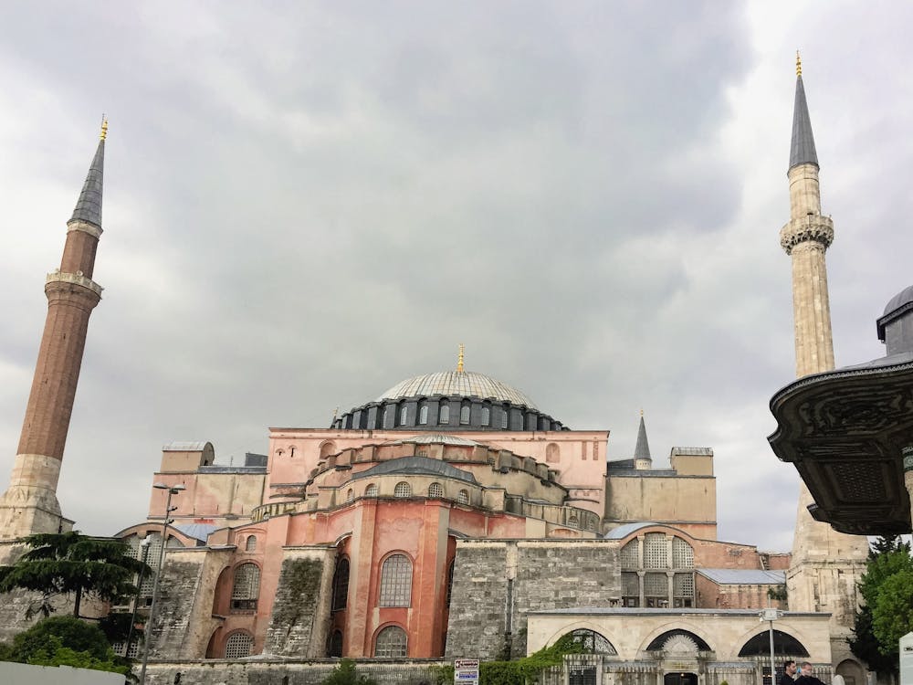 View of the Hagia Sophia minarets and dome architecture