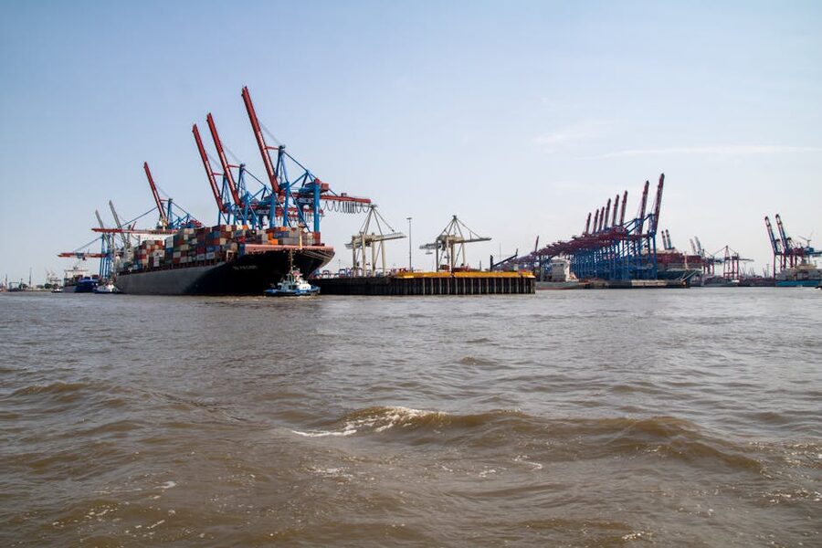 Hamburg container ship at port
