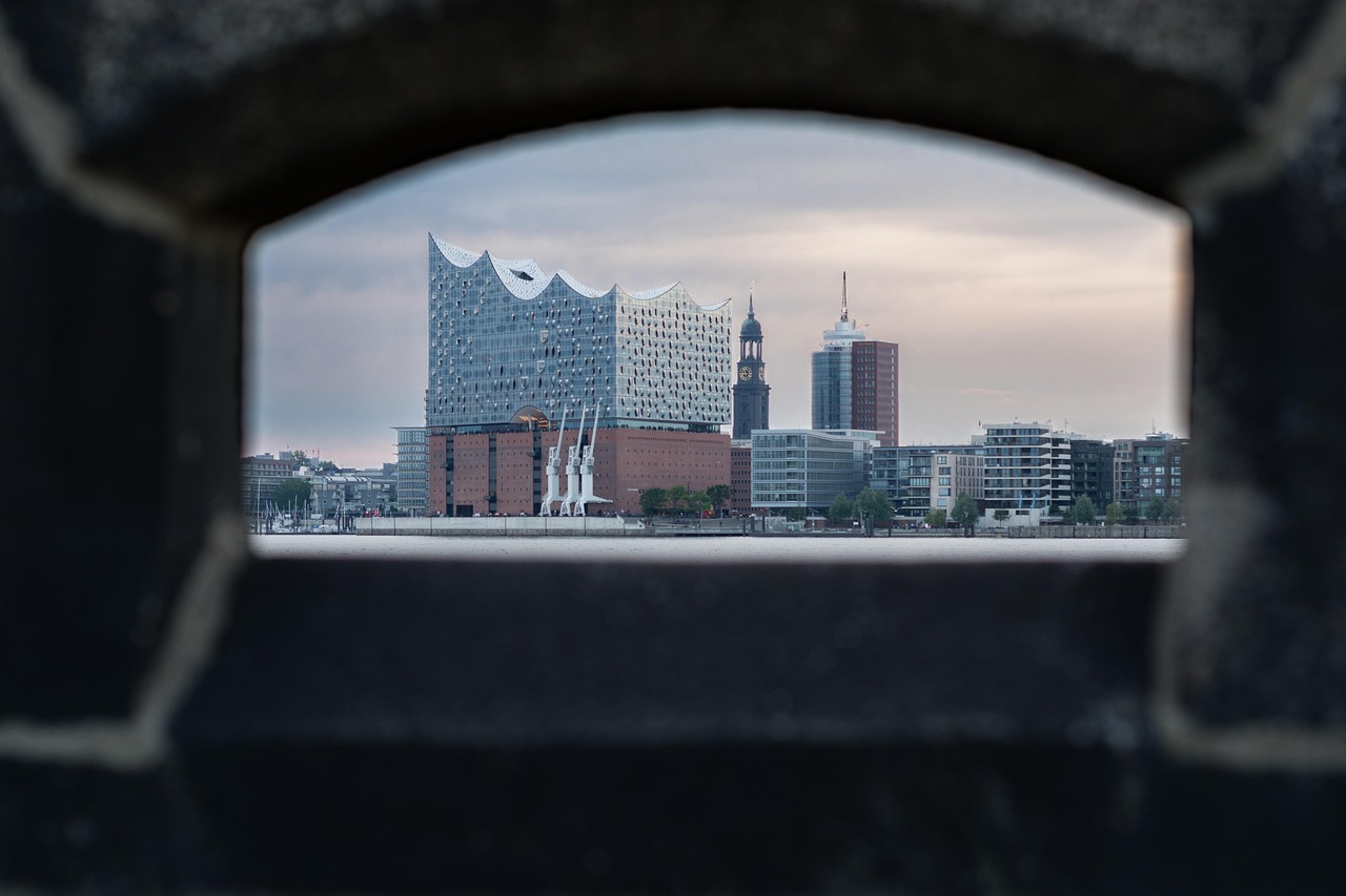 The Elbphilharmonie concert hall rising above the Elbe river