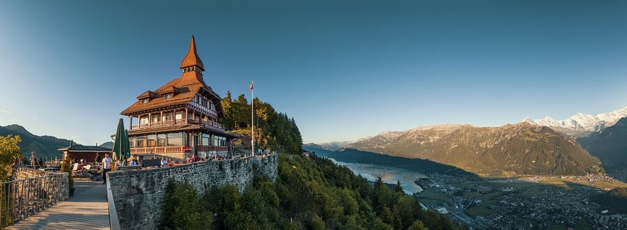 Harder Kulm pavilion panorama Bernese Oberland