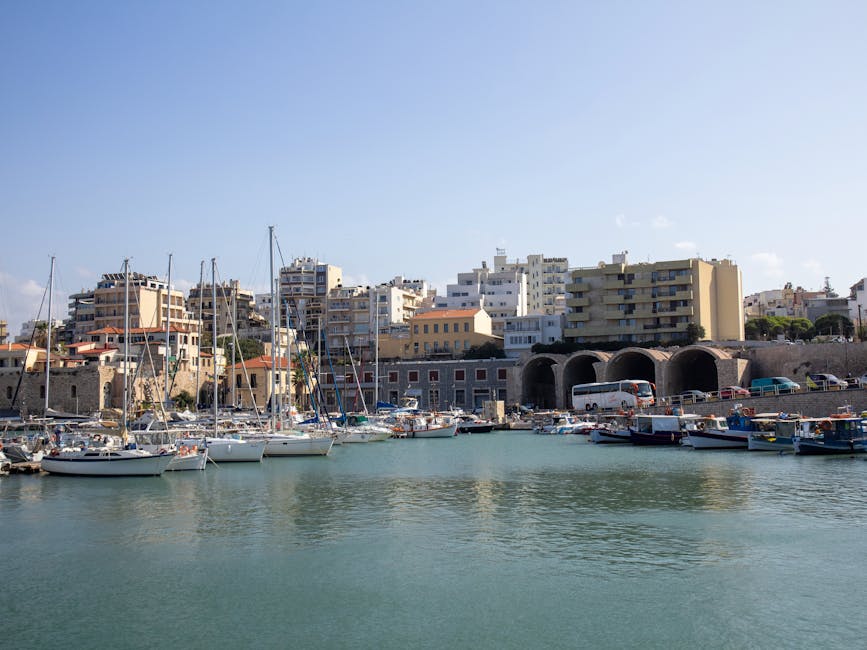 Heraklion marina with yachts Crete