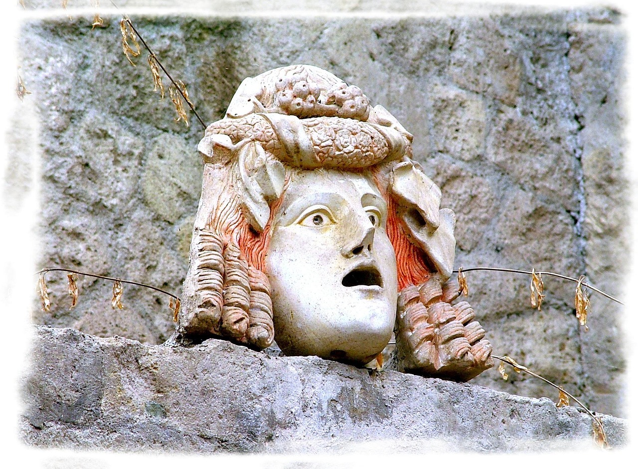 Ancient Roman statue head excavated from the Herculaneum archaeological site