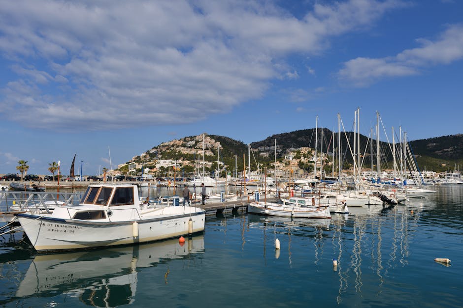 Marina with sailboats in Mallorca on a sunny day