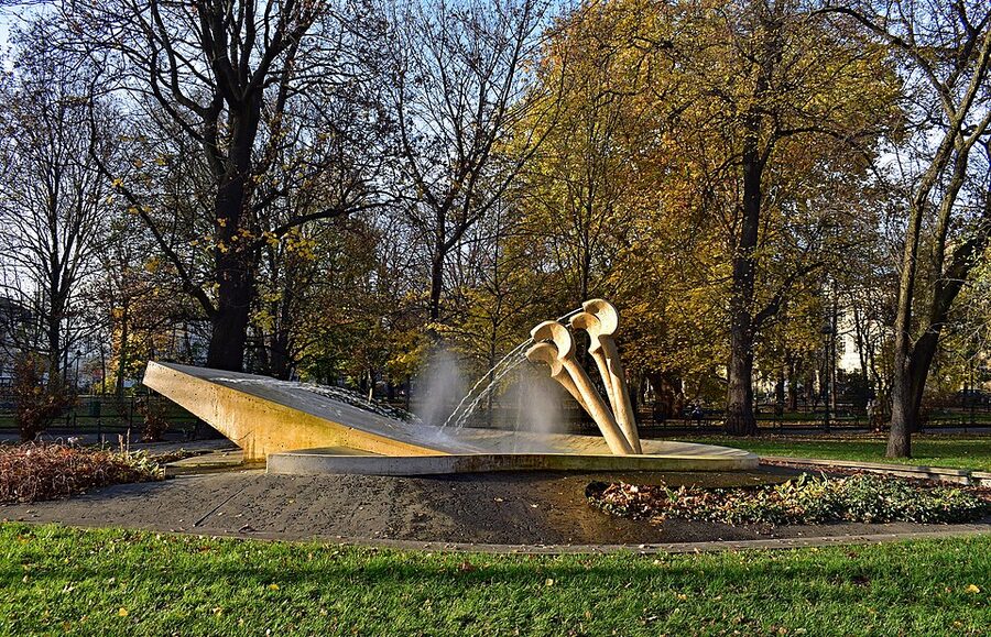 Chopins Piano fountain memorial in Planty Garden Krakow