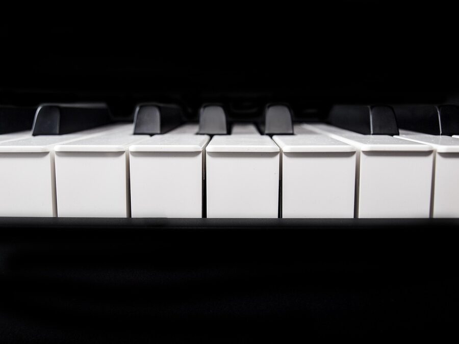 Close-up of piano keyboard black and white keys