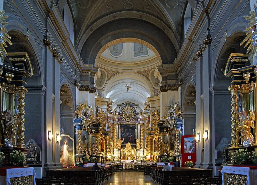 Church of St Bernardine of Siena interior nave Krakow
