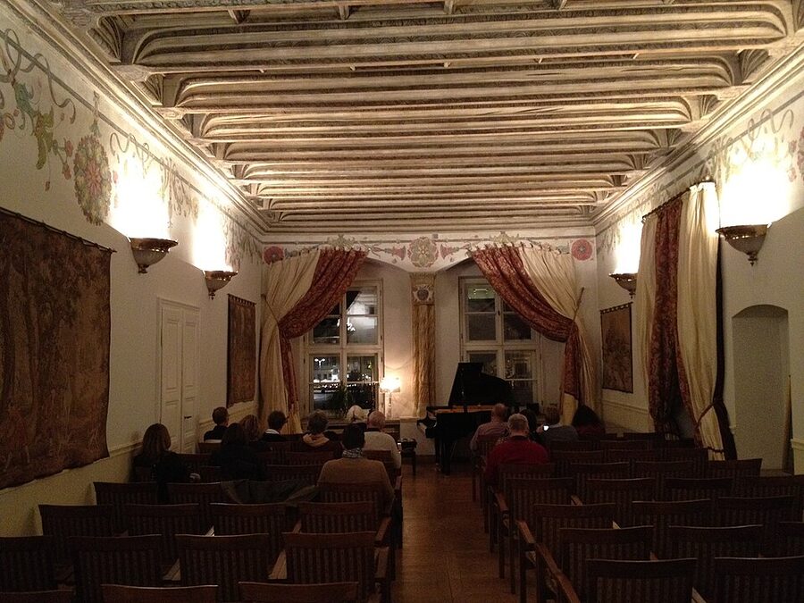 Kamienica Zacherlowska corner building in Krakow Old Town