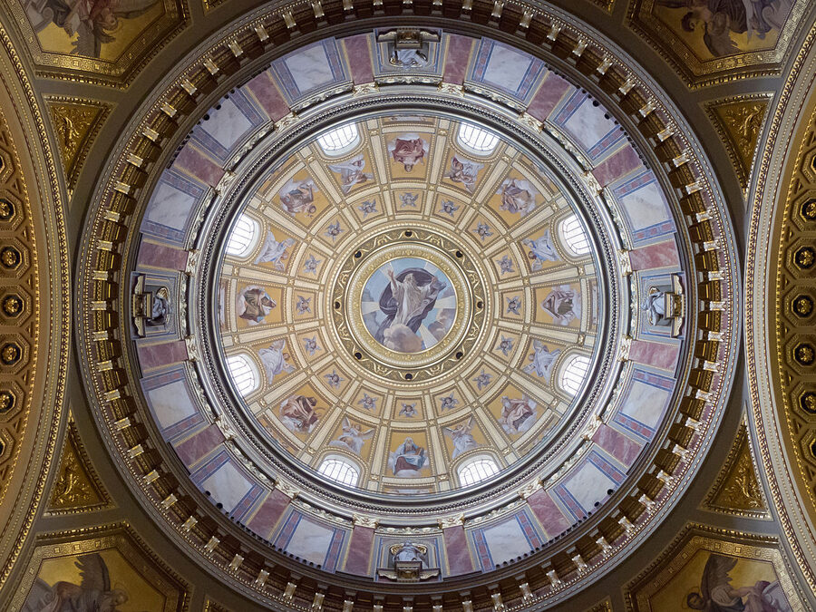 Cupola interior St Stephens Basilica frescoes