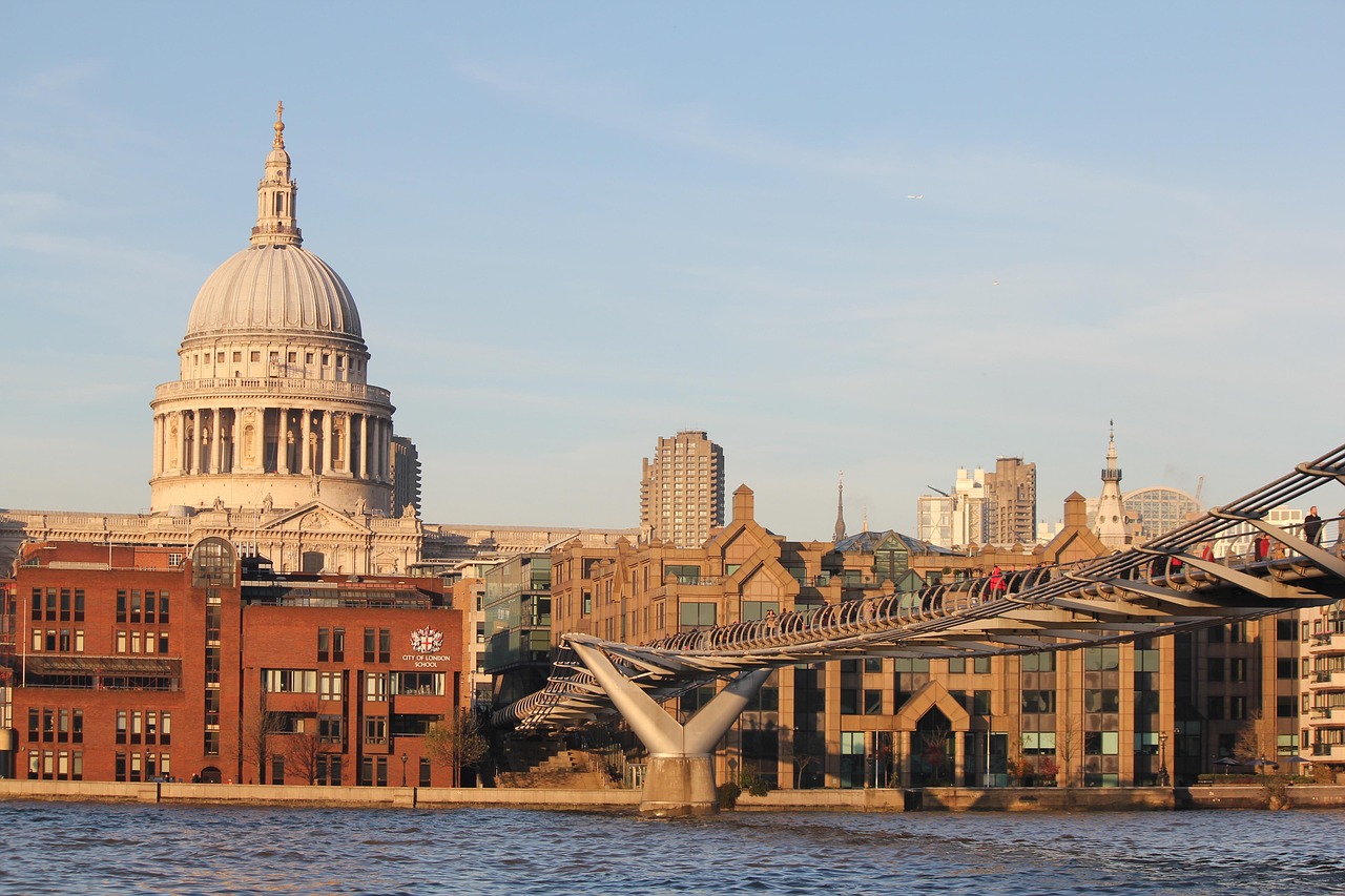 St Pauls Cathedral viewed from the Millennium Bridge in London