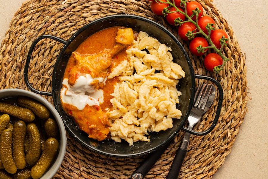 Hungarian chicken paprikash dish