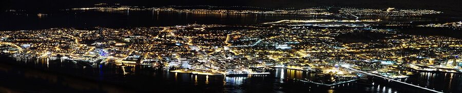 Winter panorama of Tromso from Fjellheisen