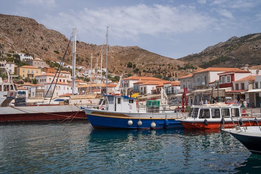 Poros fishing boats Mediterranean