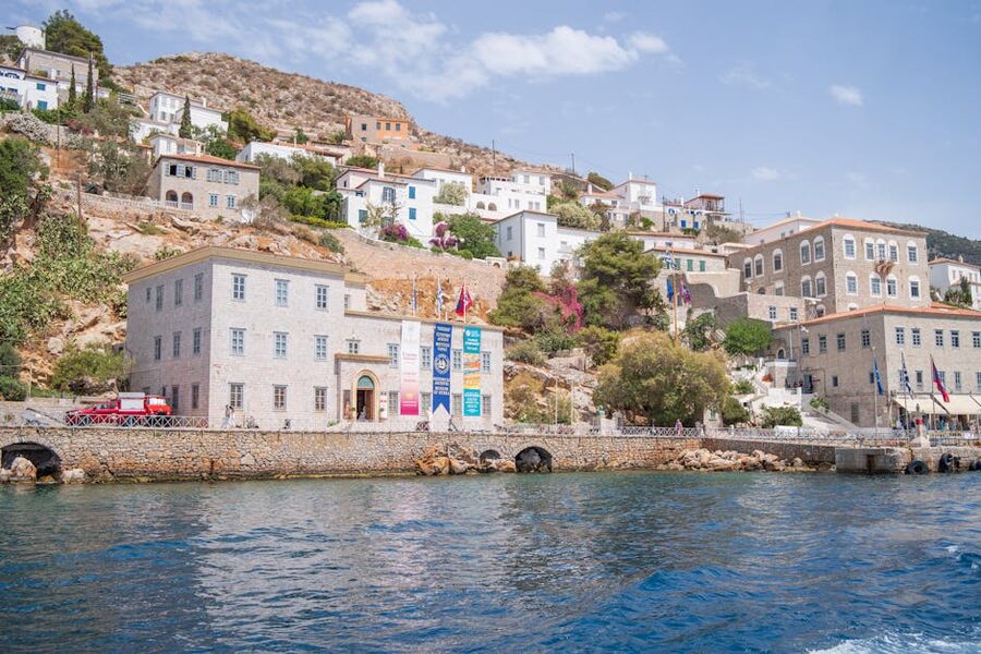 Hydra hillside architecture Mediterranean