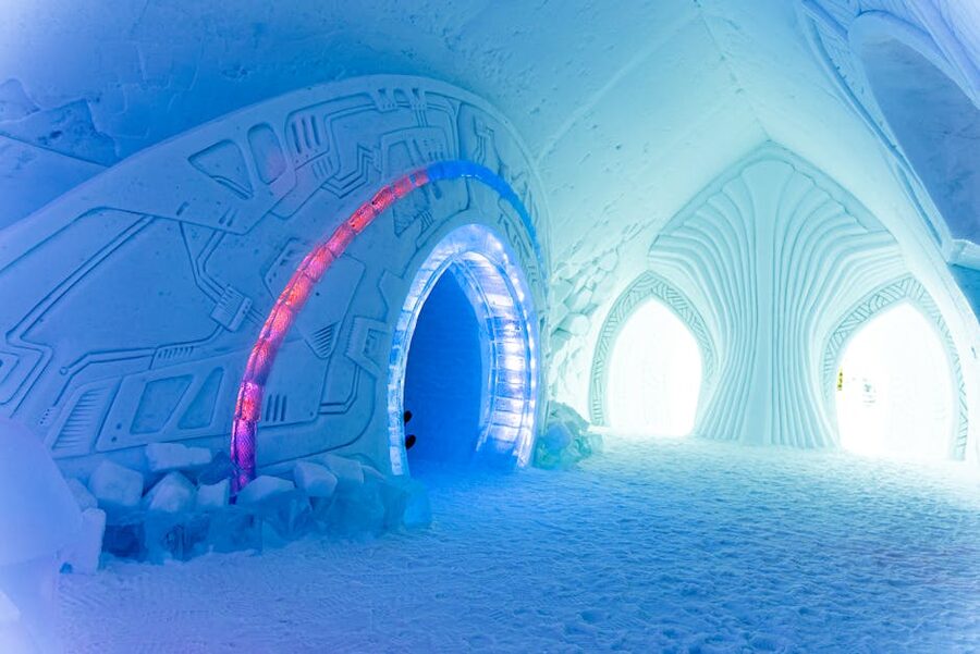 Interior of frozen ice bar architectural marvel