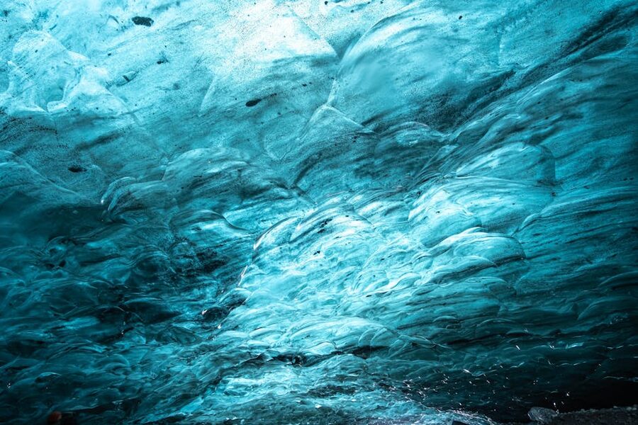 Low angle inside Iceland ice cave