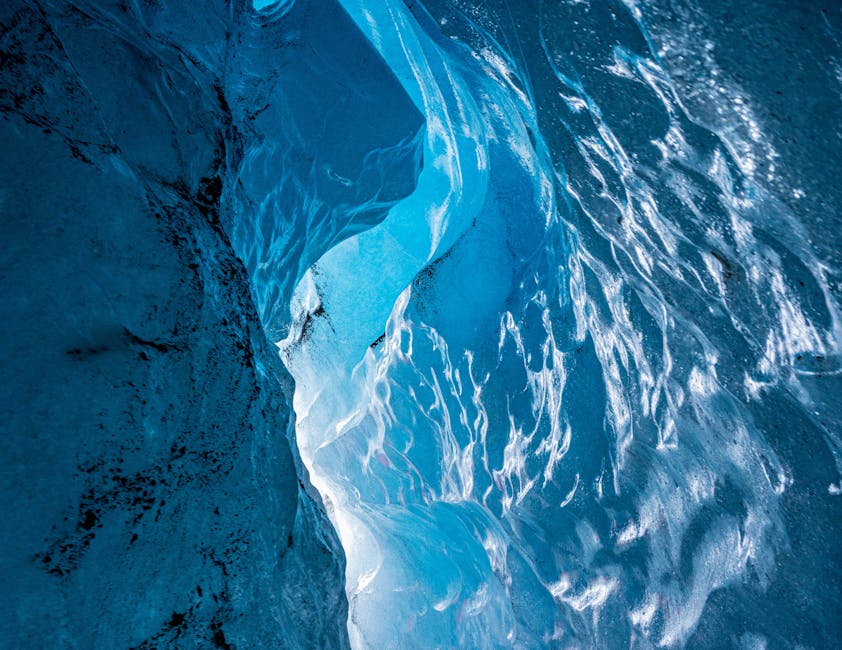 Iceland ice cavern blue hues