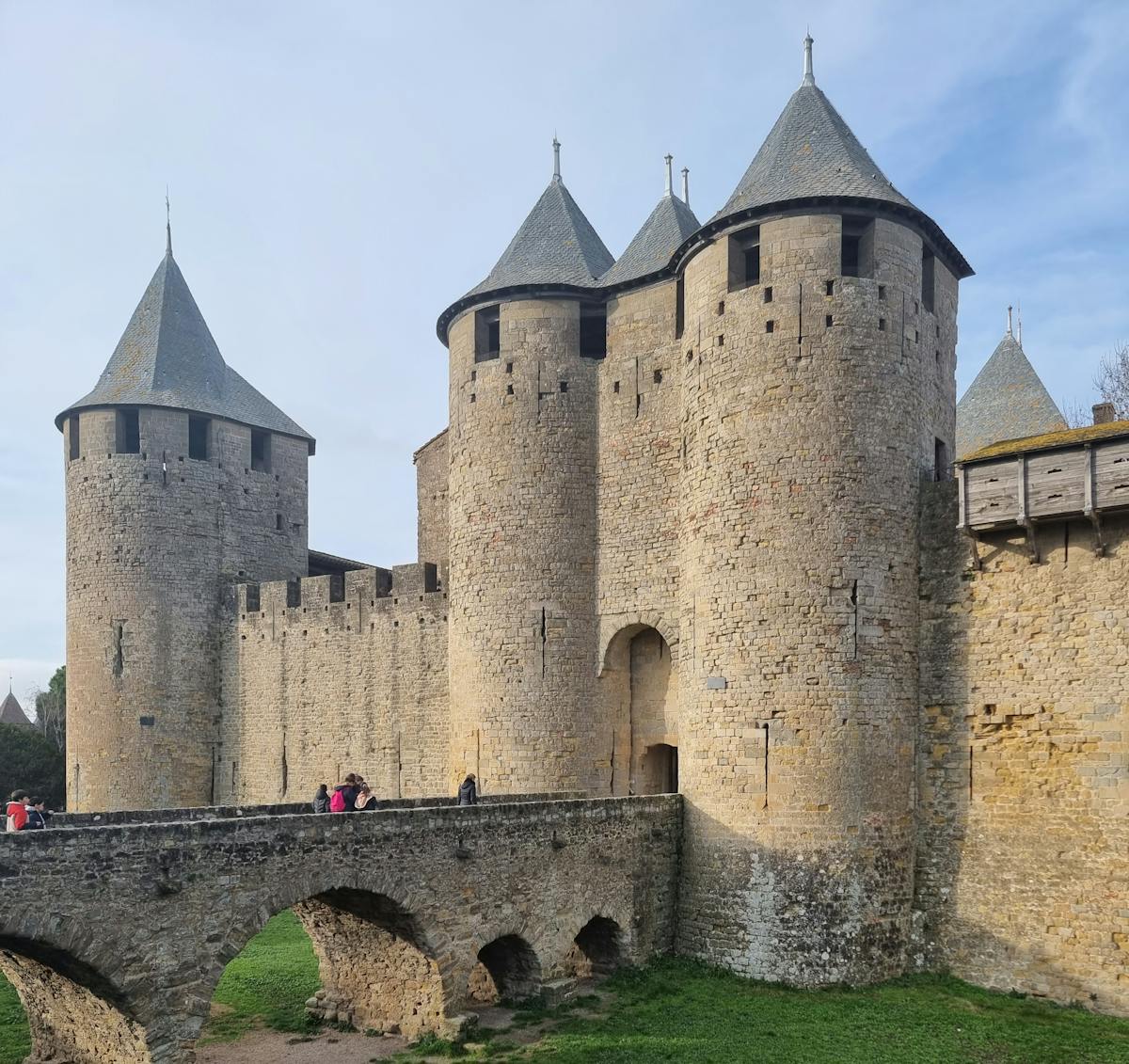 Carcassonne's medieval towers and fortifications against the sky