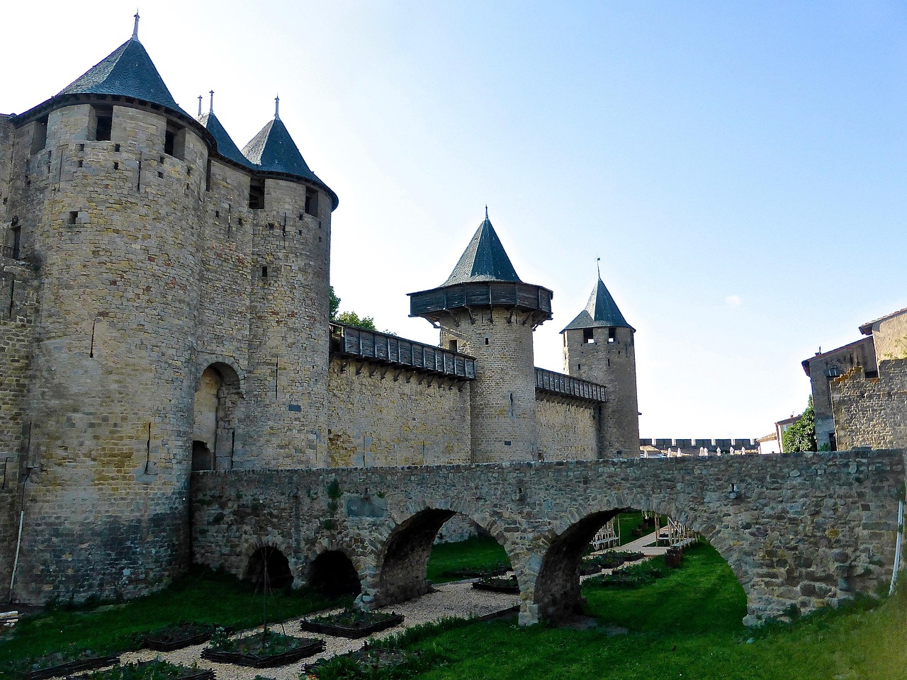 Stone walls and defensive architecture of Carcassonne