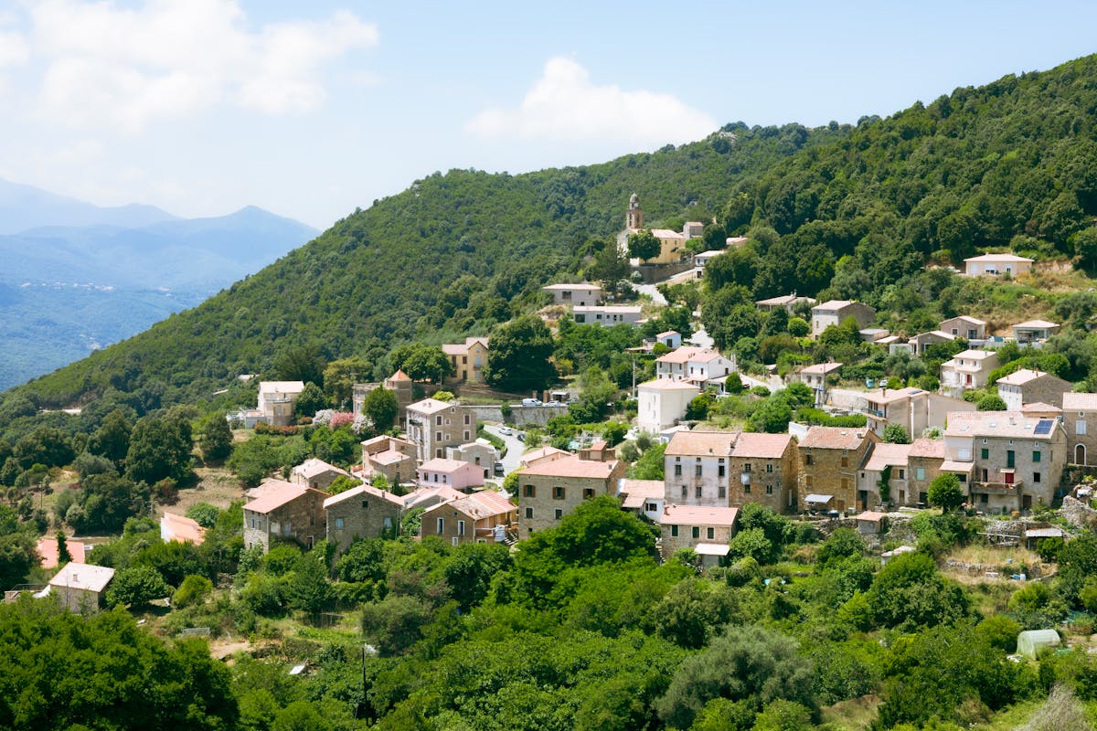 Ajaccio hillside with colourful buildings overlooking the Mediterranean