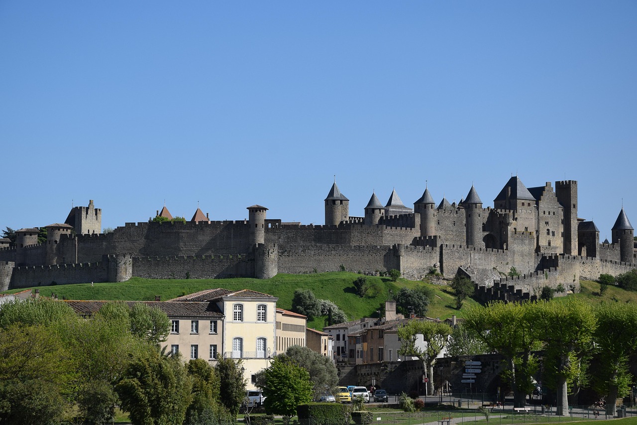 Carcassonne medieval fortress walls and architecture
