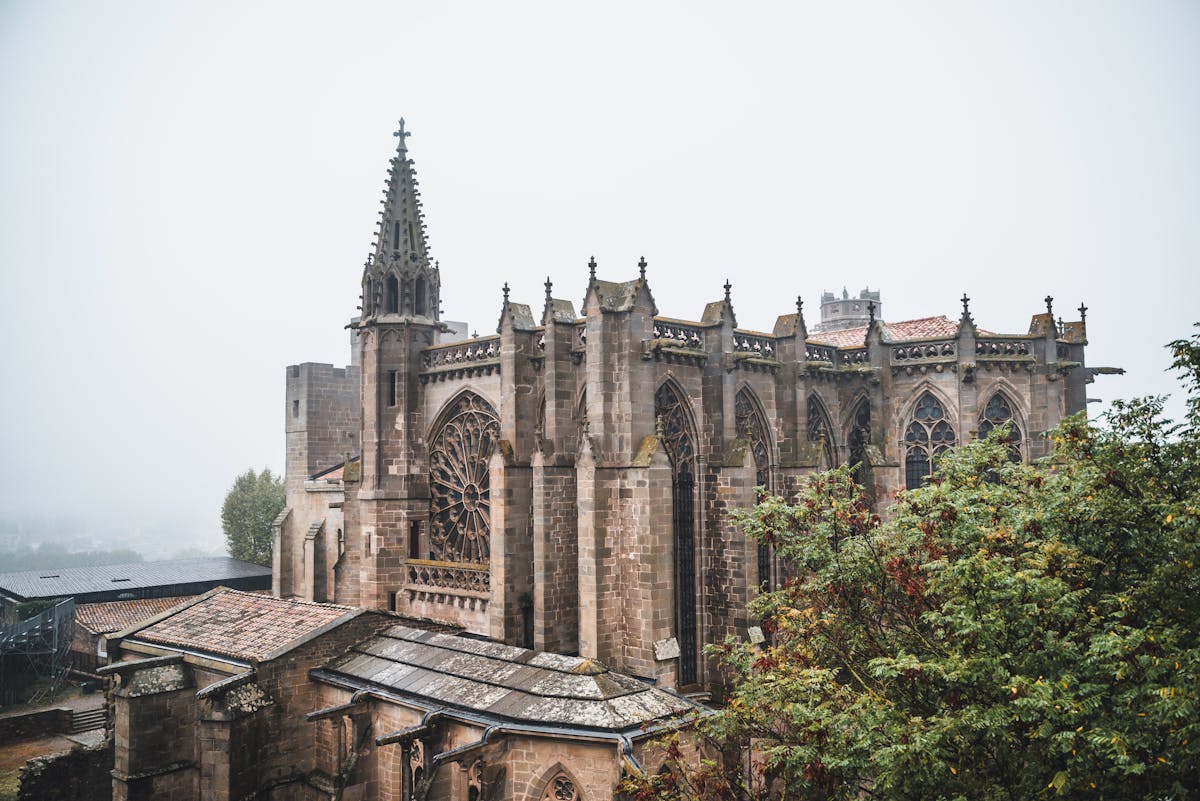 Gothic church architecture inside Carcassonne
