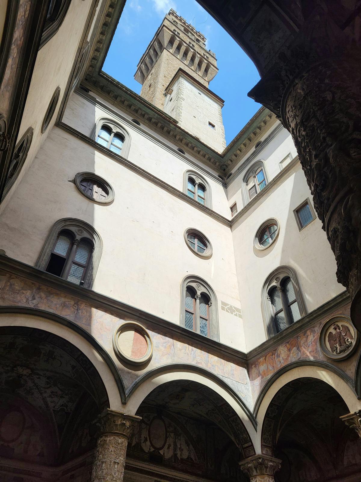The ornate courtyard inside Palazzo Vecchio in Florence Italy