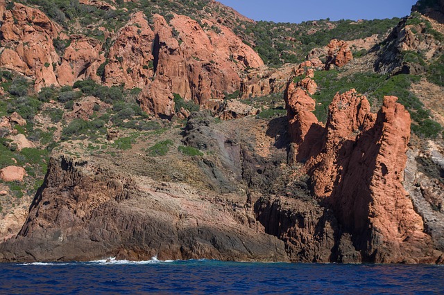 Scandola Nature Reserve cliffs covered in maquis vegetation
