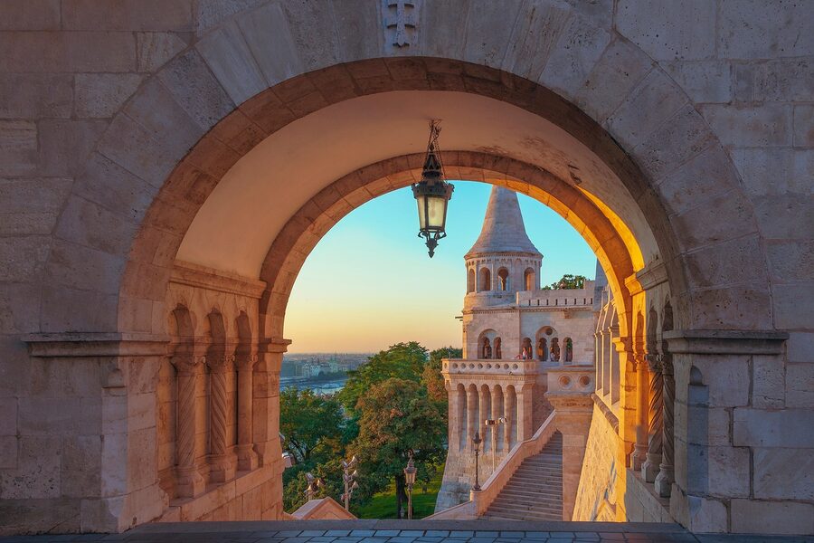 Budapest architecture and church vista on a sunny day