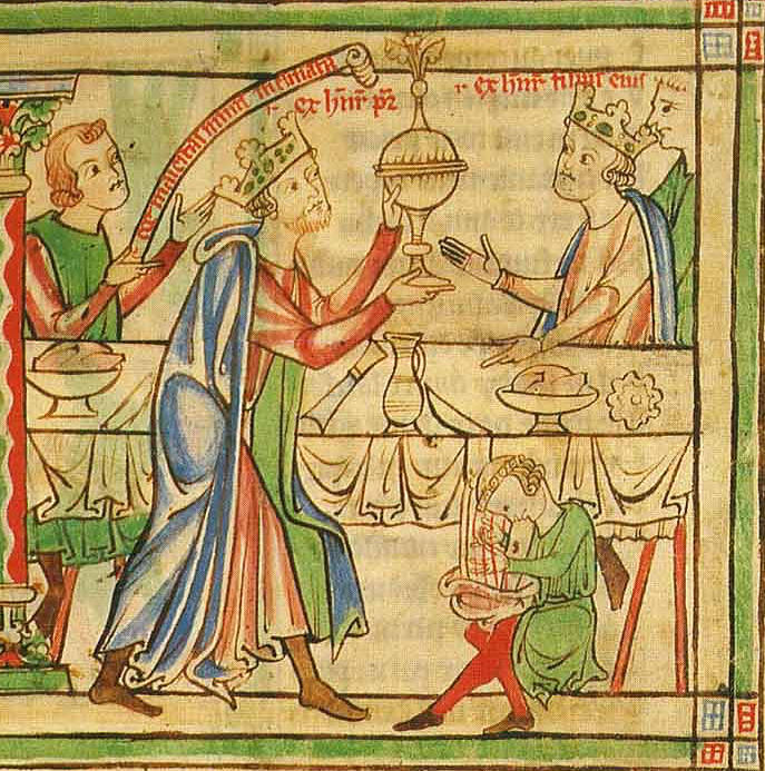 Medieval manuscript illustration of Henry II at his coronation feast