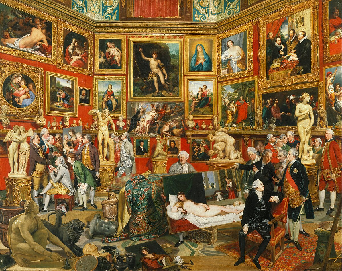 Johan Zoffany painting of the Tribuna of the Uffizi Gallery showing the octagonal room