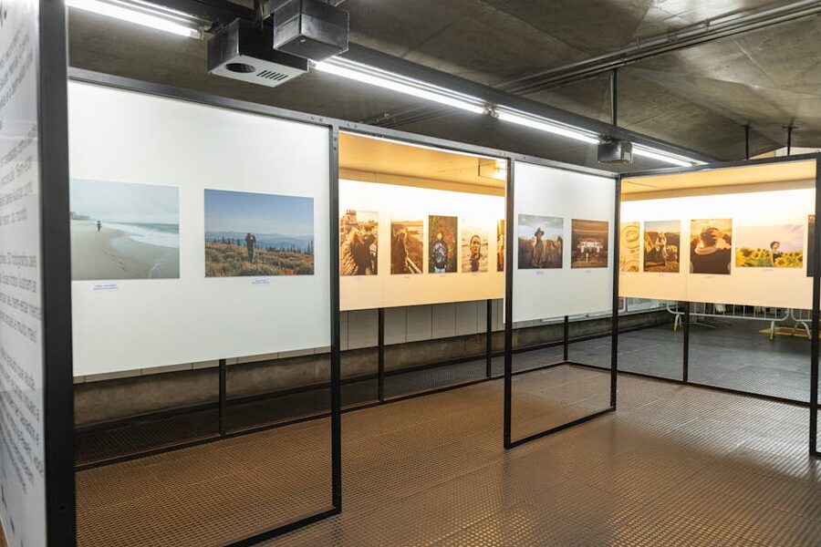 Industrial style photography exhibition corridor
