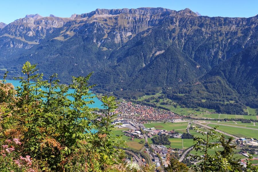 View of Interlaken from Harder Kulm mountain Switzerland