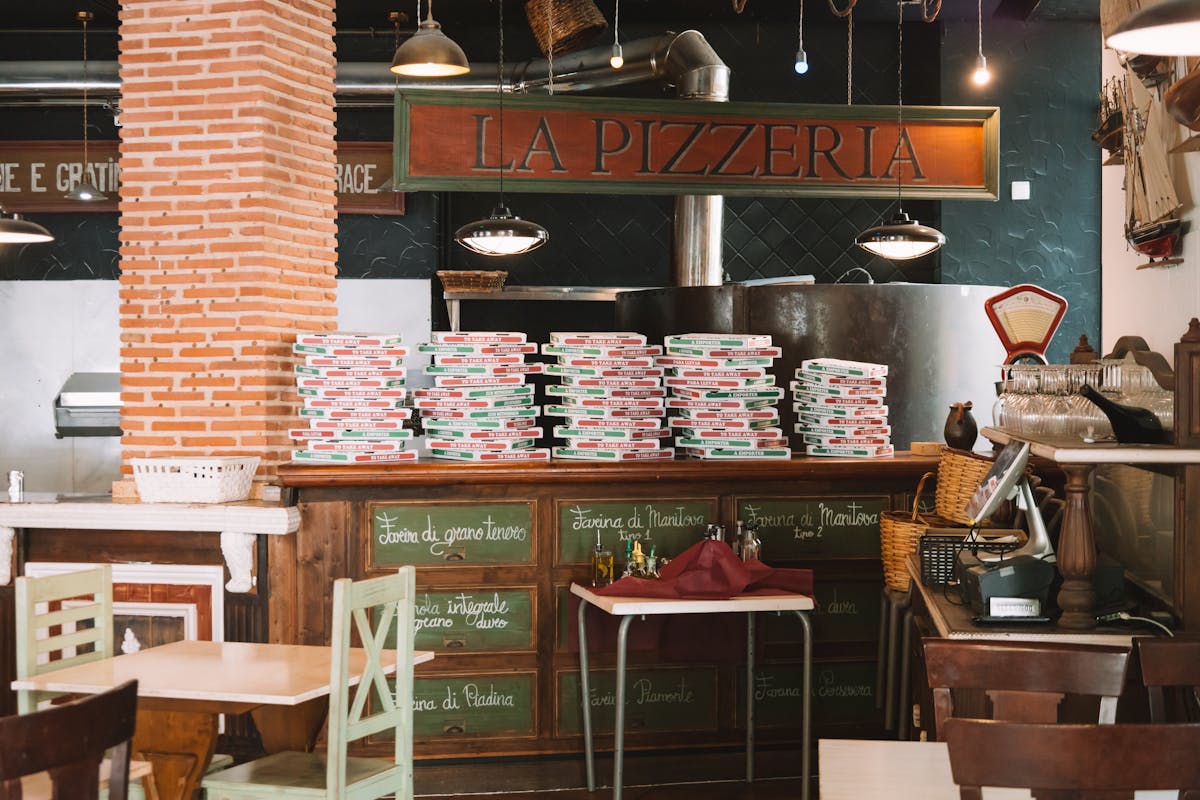 Interior of a traditional Italian pizzeria in Naples