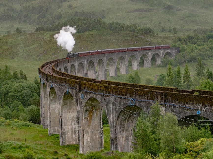 Steam train Glenfinnan lush Scotland