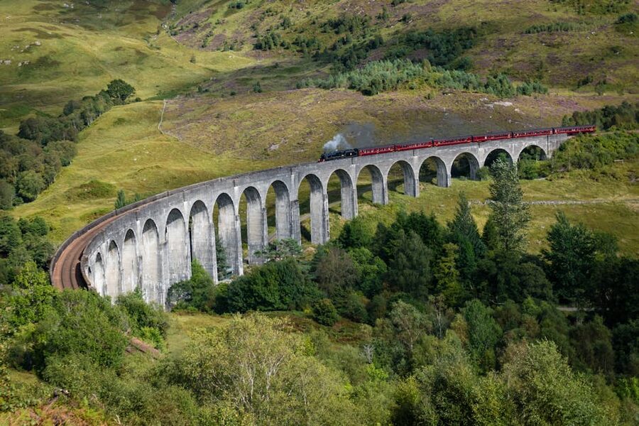 Steam train Glenfinnan Viaduct Scotland