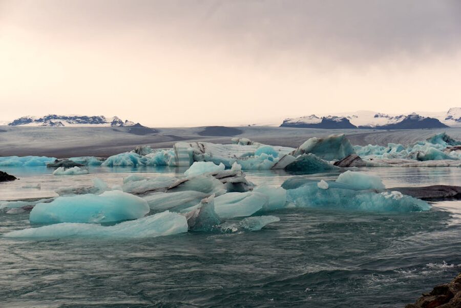 Serene icebergs in Jokulsarlon Glacier Lagoon Iceland