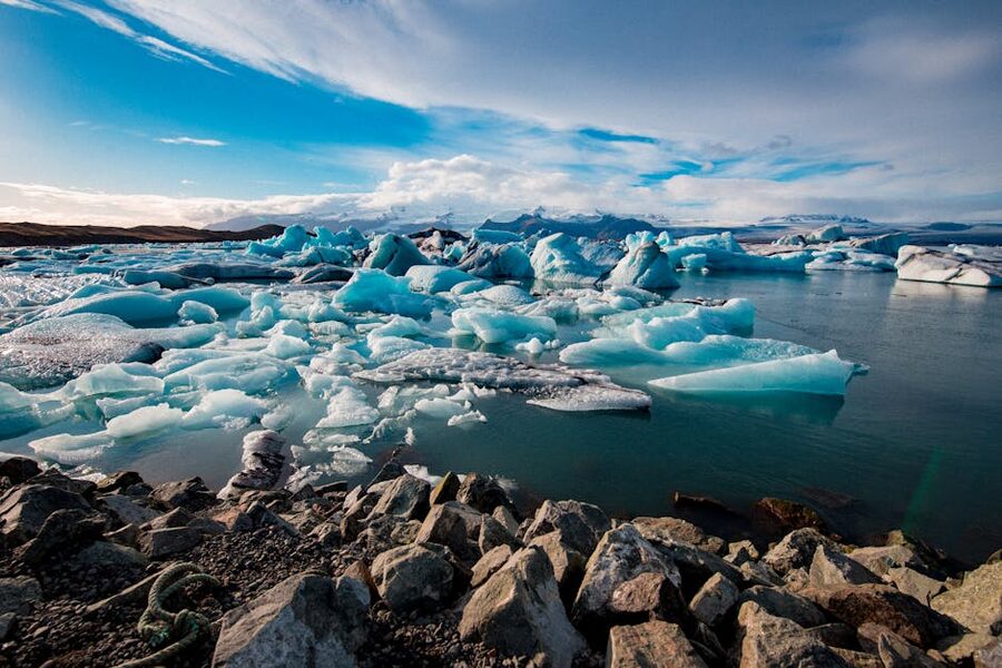 Winter icebergs at Jokulsarlon Iceland