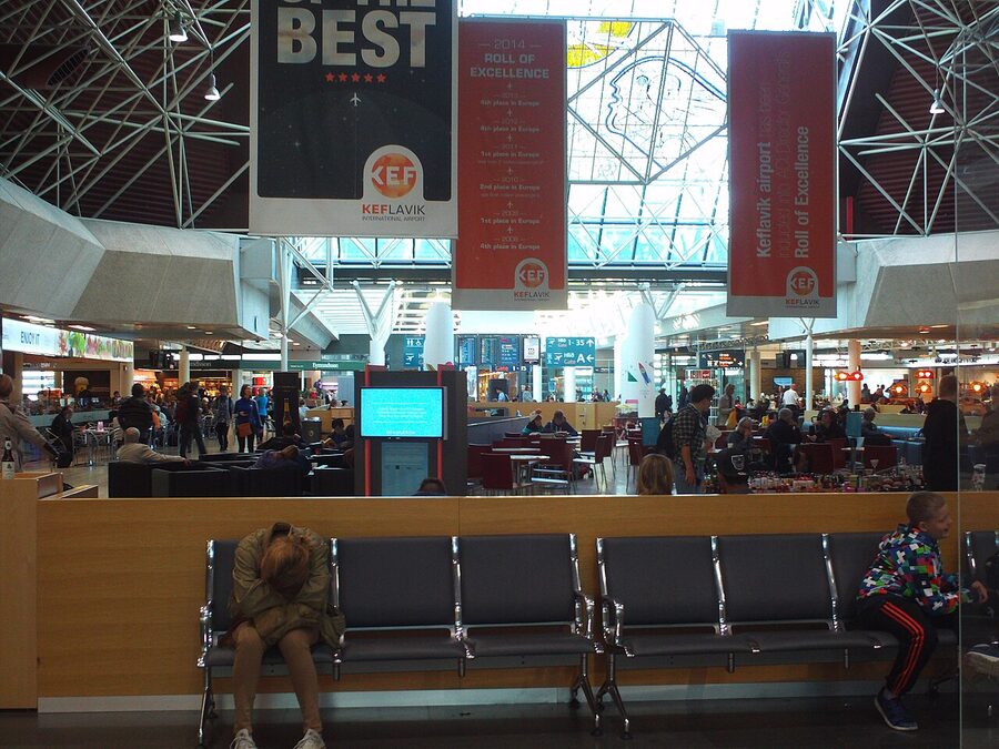 Inside Keflavik airport terminal Iceland