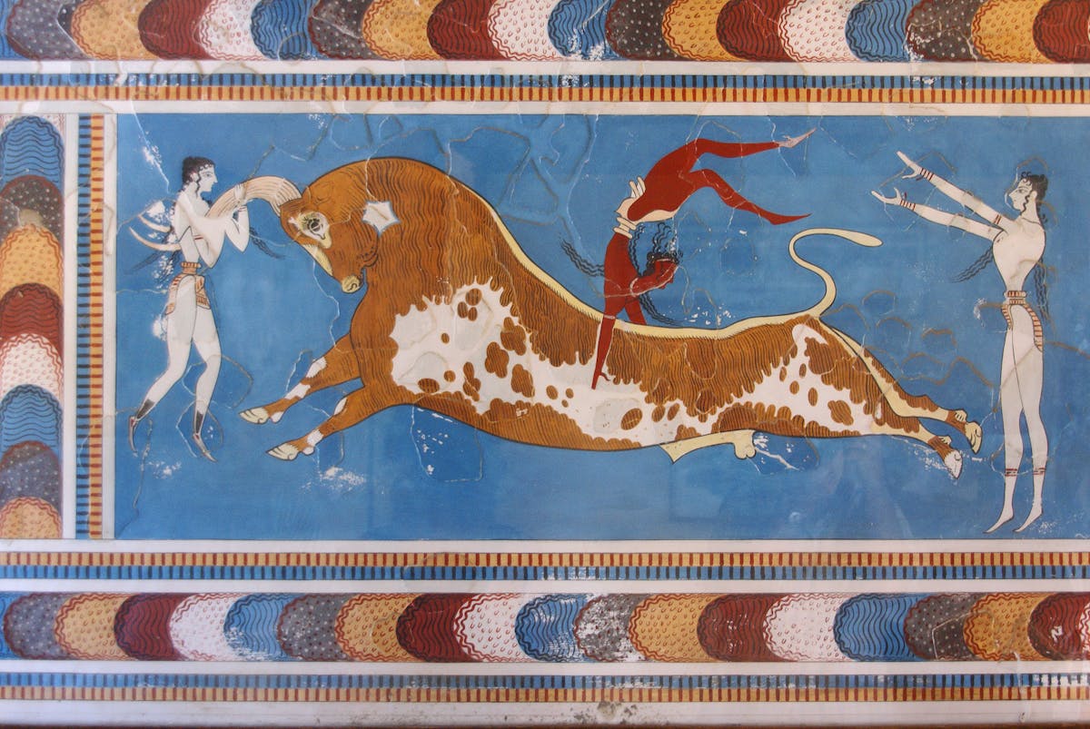 Famous Minoan bull-leaping fresco at Knossos