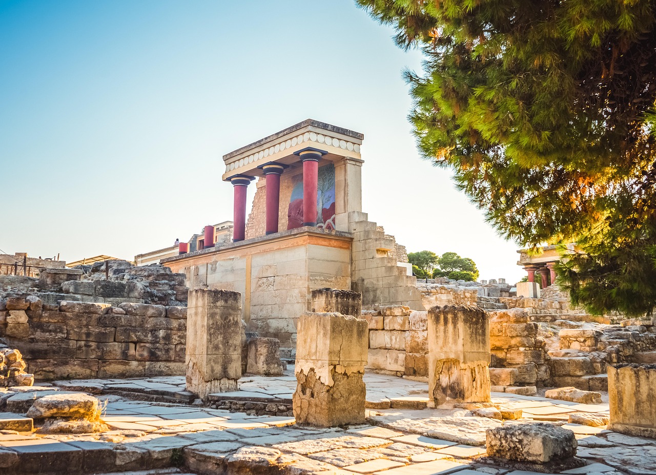 Temple columns at Knossos archaeological site