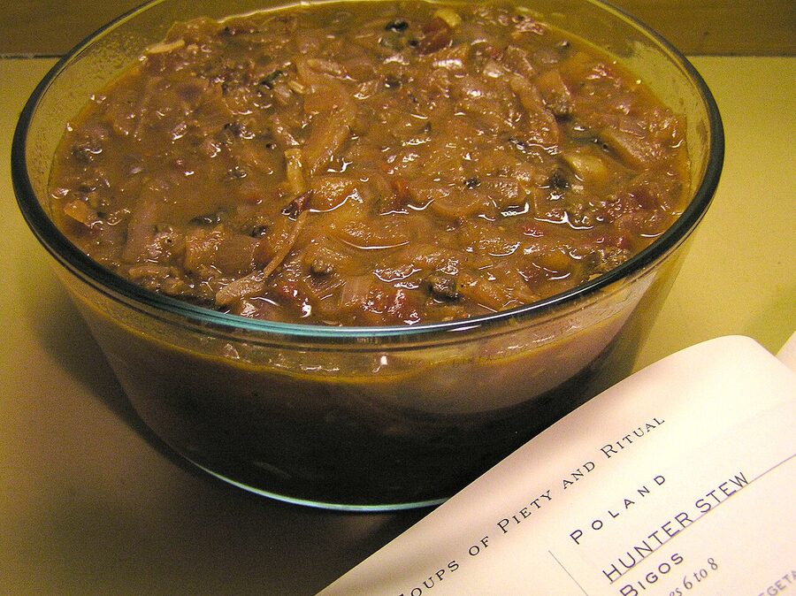 Bigos Polish hunters stew with sausage and sauerkraut