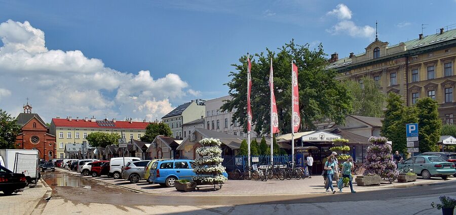 Stalls at Kleparski Market Square in Krakow