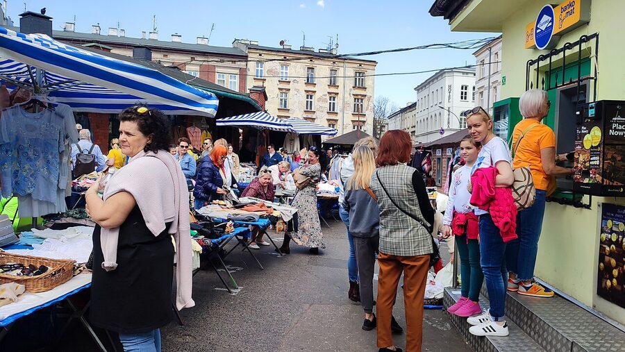 Plac Nowy round building with zapiekanka stalls in Kazimierz Krakow